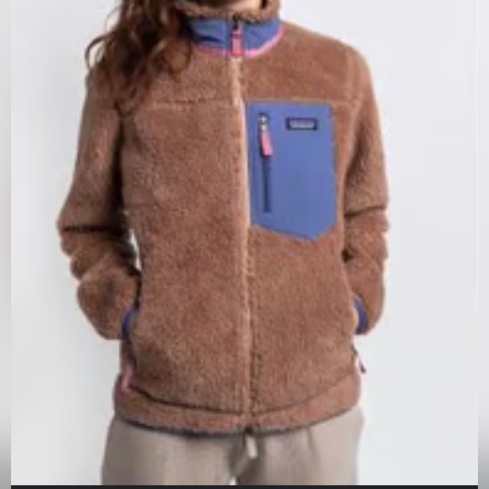 Patagonia Classic Retro-X Pampas Tan and Pink Full-Zip Jacket Size Small